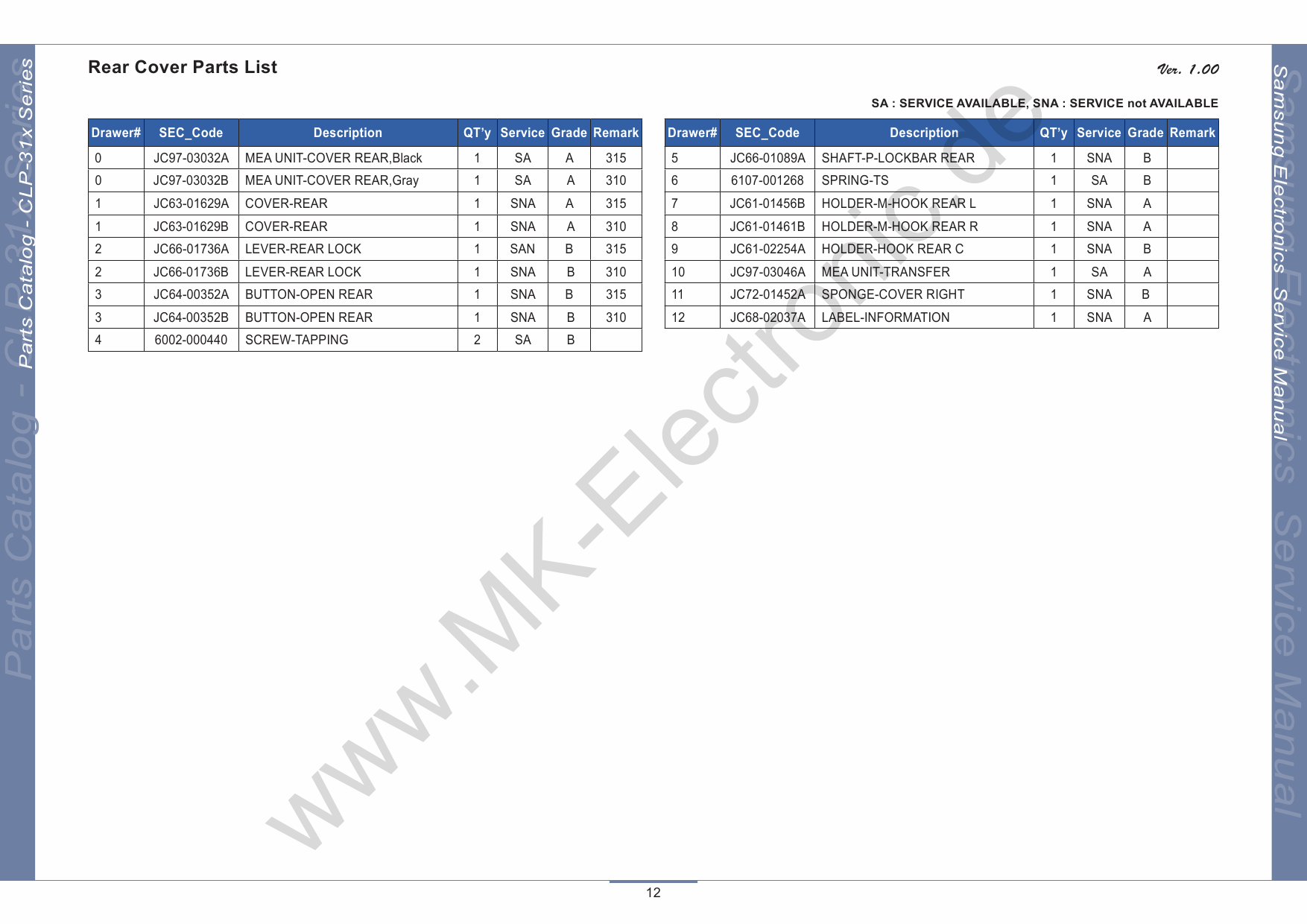 Samsung Color-Laser-Printer CLP-315 Parts Manual-2